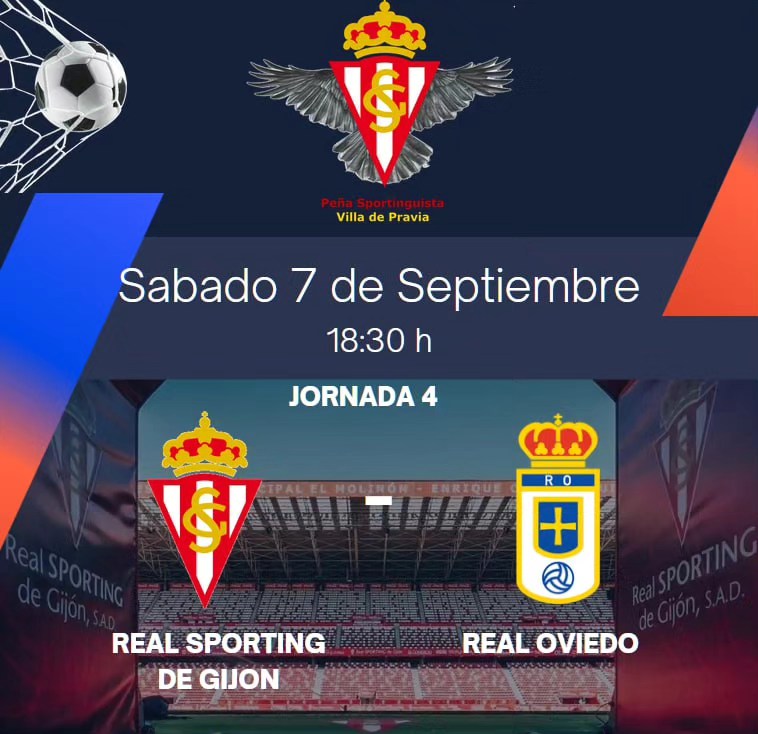 Ya tenemos horario para el derbi asturiano. El @realsporting se enfrentará al Real Oviedo el sábado 7 de septiembre a las 18:30.