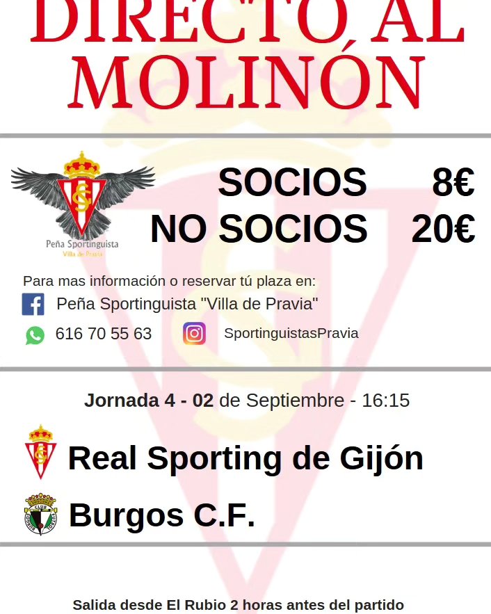 Segundo partido de la temporada. Ven con nosotros al molinon y olvídate del aparcamiento te dejamos al lado del campo.