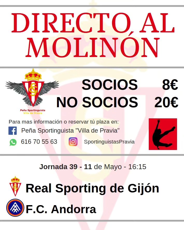 Salida dos horas antes del partido desde el Rubio, parada en Soto del Barco. Olvídate de aparcamiento y de conducir. Te dejamos en el parking del molinon.