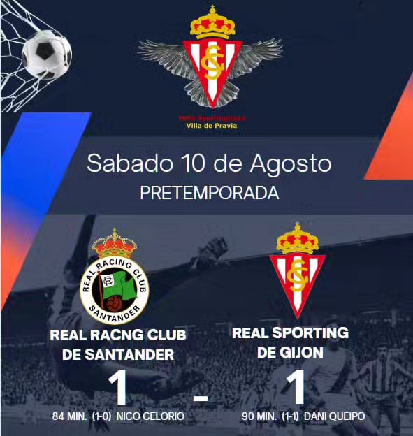 Último partido de pretemporada en tierras cántabras. Partido igualado que se puso interesante en los últimos minutos. Empate a 1 donde @dqueipo_ metió un golazo de falta en el último minuto.