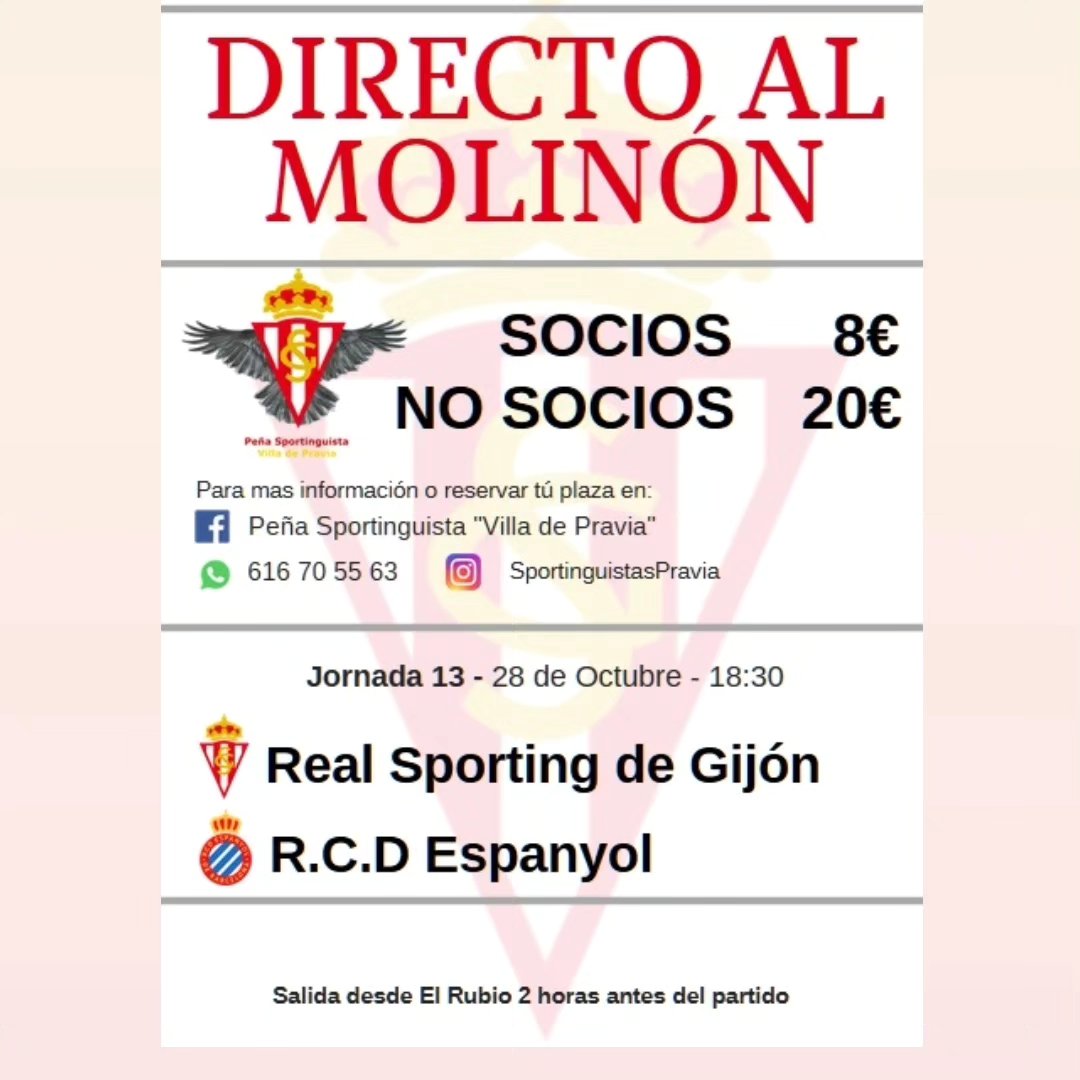 Como cada encuentro en el molinon, disponemos de Bus para que te despreocupes de todo. Si quieres más información, pregúntanos.