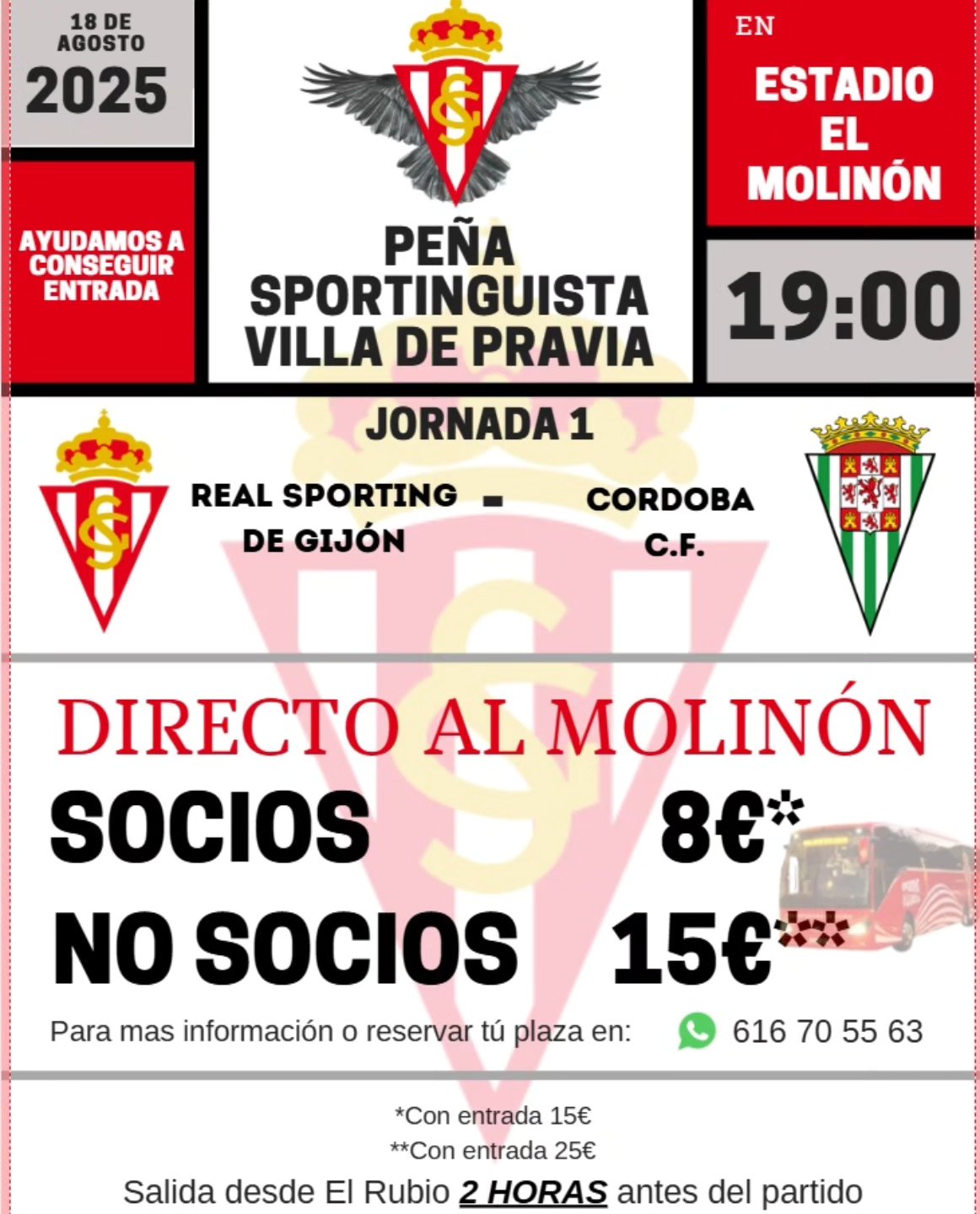 Comienza la temporada de nuestro @realsporting , nos vemos en el #Molinon y en @elmolinindelmolinon . Olvídate de mover el coche y de encontrar aparcamiento, largas colas y caminatas
